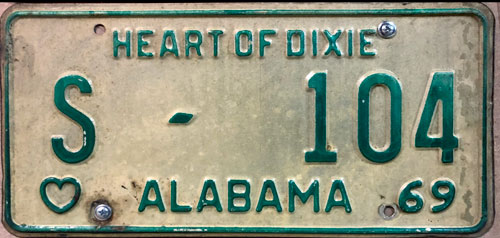 Alabama 1969 police license plate